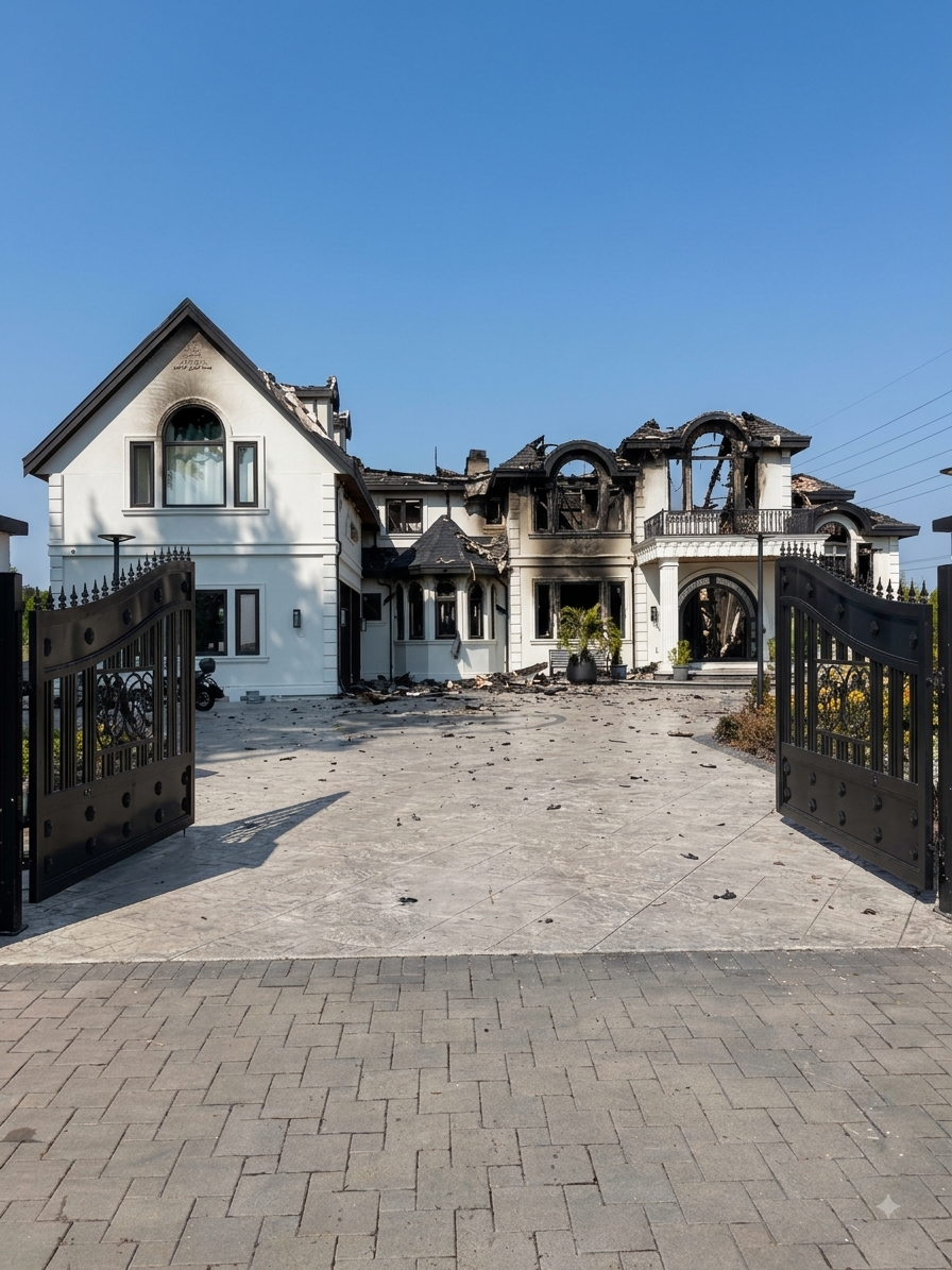 Fire-damaged residential property